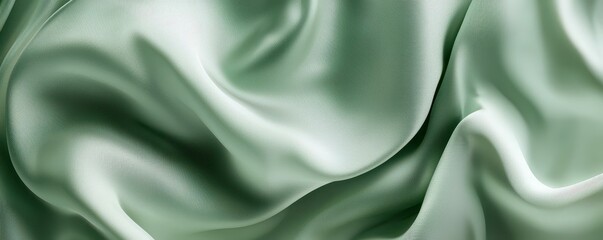 Obraz premium Elegant Green Satin Fabric Draped Artfully