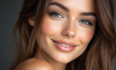 Smiling young woman with beautiful features