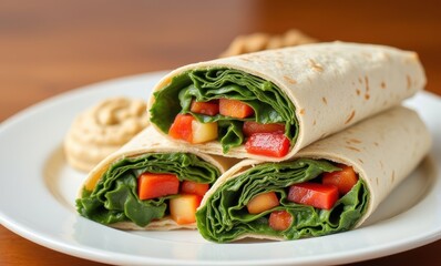 Fresh vegetarian wraps with colorful vegetables