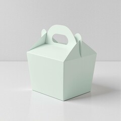 A white cardboard box with a handle