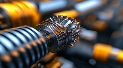Precision Engineered Steel Gears  Close up Industrial Machinery