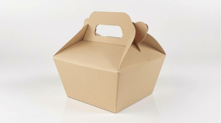 A brown cardboard box with a handle