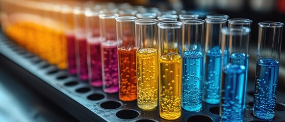 Colorful Bacterial Suspensions in Test Tubes