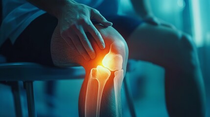 X-ray of a patient with a torn meniscus of the knee joint in a man and diagnosis