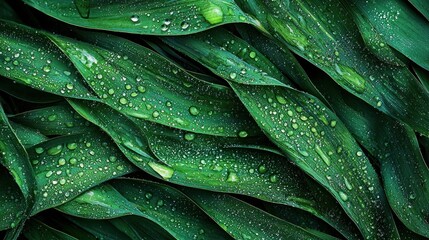 Obraz premium Emerald Dewdrops: A Lush Tapestry of Nature's Embrace