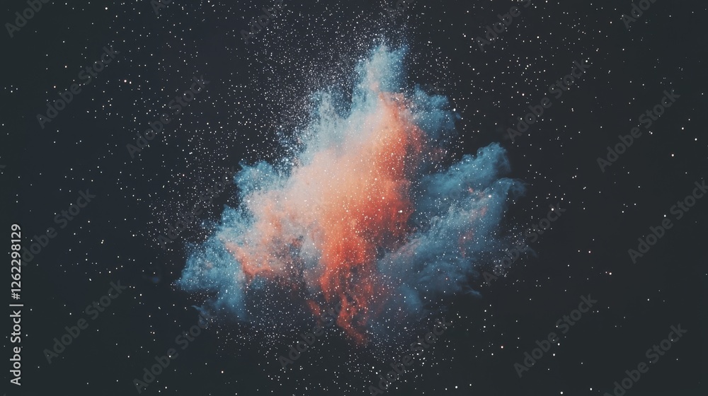Wall mural an artistic depiction of a galaxy with stars and cosmic elements is centered around a solitary drop
