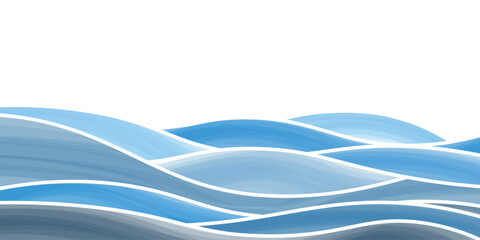 Abstract blue ocean waves background, stylized sea waves illustration, vector design.