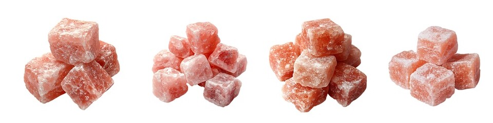 Set of Himalayan Pink Salt Grilling Blocks for Cooking Isolated on Transparent Background