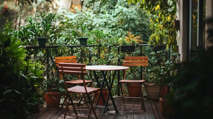 Obraz premium Serene Balcony Garden Oasis: A Tranquil Escape