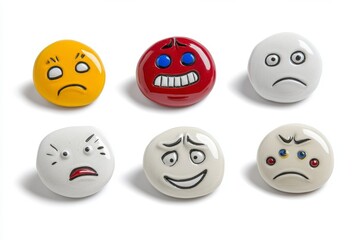 Naklejka premium Painted Stones with Diverse Facial Expressions