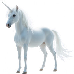 Majestic White Unicorn with Long Flowing Mane and Tail Mythical Creature Fantasy Horse