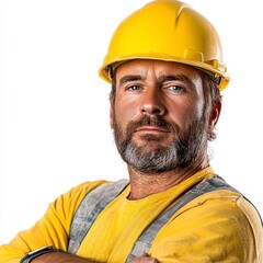 Portrait of a Construction Worker in Yellow Hard Hat