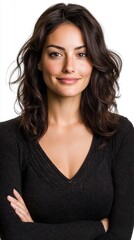 Fototapeta premium Portrait of a Freckled Young Woman with Dark Curly Hair