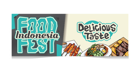 Indonesia food festival campaign banner and poster template vector