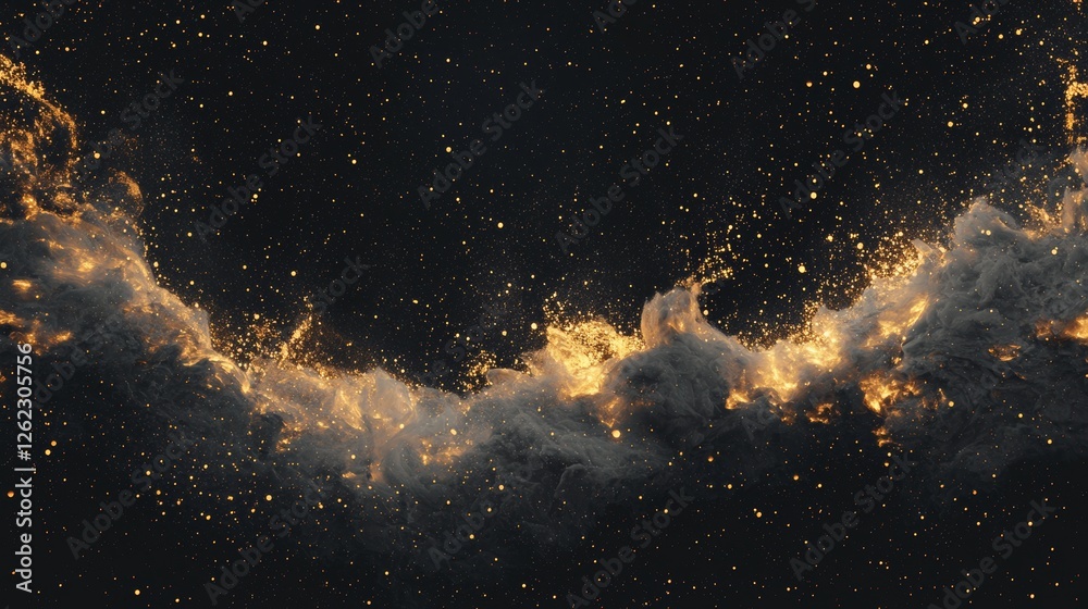 Poster abstract patterns that swirl in gold and black create a dynamic and visually textured effect