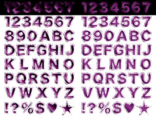 文字フチ、筆、13紫