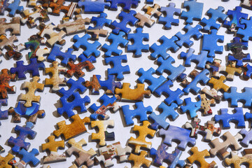 Jigsaw pieces on white background 