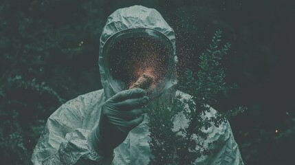 An astronaut floating amidst outer space's swirling particles and complex lighting, highlighting the themes of exploration, detail, and artistic space travel representation