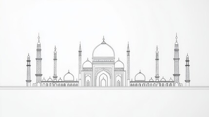 Fototapeta premium cute islamic muslim holiday thing and decorations. lineart outline