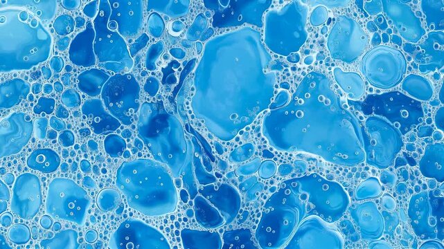 Abstract Blue Bubbles in Oil and Chemical Molecule Mixture: A Microscopic View