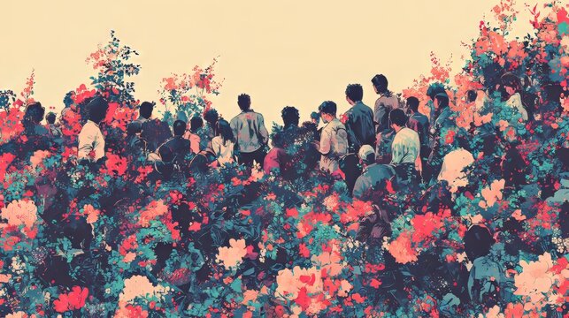 This stylized illustration of a crowd serves as an abstract symbol of diversity and inclusion, highlighting the need to recognize and appreciate individual differences, as well as promote equal