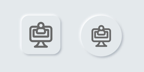 Company line icon in neomorphic design style. Corporate signs vector illustration.