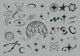 Futuristic element icons set illustrations