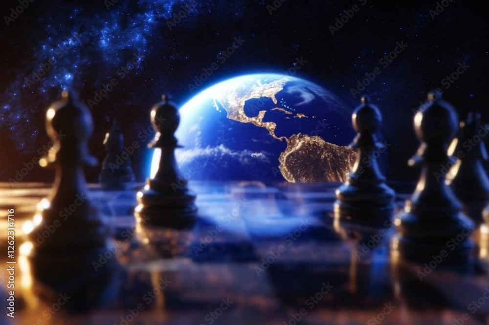 Wall mural global strategy: a chessboard on the universe