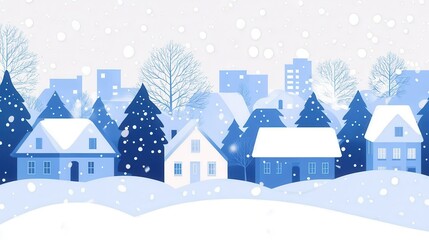 Fototapeta premium Snowy Winter Village Scene