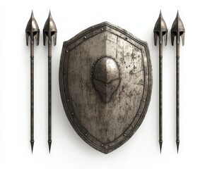 Spartan Shield. Illustration of Ancient Greek Armoring and Warrior Symbols
