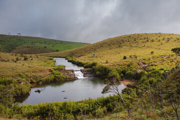 Fototapeta premium landscape with river and mountains