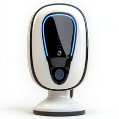 Futuristic White and Black Device with Blue LED Lights