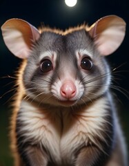 Portrait of Male Possum with Clear Eyes and Unique Facial Markings