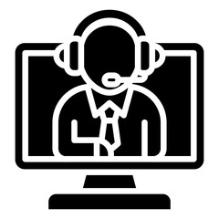 Personal Assistance Support Glyph Customer Support and Service Vector Design