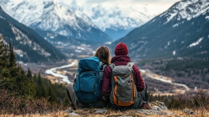 Fototapeta premium Serene couples retreat in the majestic alpine wilderness