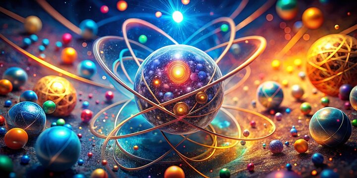 Intricate Particle Physics Illustration: Textured Background Science Art