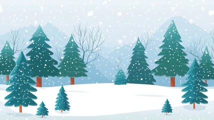 Obraz premium Snowy Winter Landscape with Pine Trees