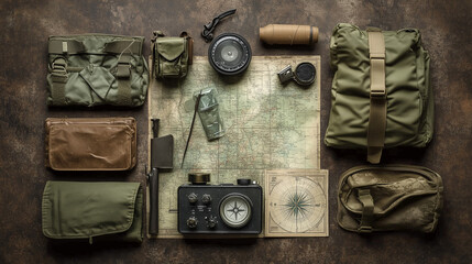 Flat Lay of a Soldier's Personal Gear