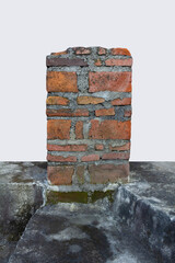 Unique of Old Brick Wall Shapes on Concrete Texture Surface for Architecture and Design