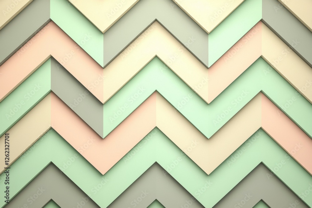 Poster abstract geometric background with zigzag pattern in pastel colors, creating a visually interesting 