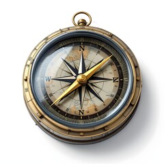 Vintage-Style Compass with detailed map, navigating adventure design