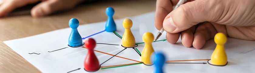 Obraz premium blueprint with referral codes and business metrics integrated represents the strategic planning behind effective recruitment.