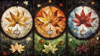 Autumn Watercolor Maple Leaves  Fall Foliage  Seasonal Wallpaper  Nature Background