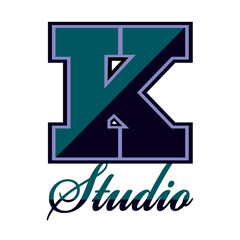 Letter K logo design vector and art illustrations for t shirt