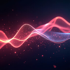 Obraz premium a sound energy wave of particles, as a template for marketing or advertising. in neon colors, close-up