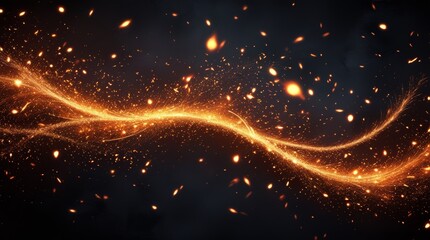 abstract design is alight with an array of twinkling, diamond-like glitter that shimmer and radiate a warm, fiery glow, evoking the essence of a roaring flame