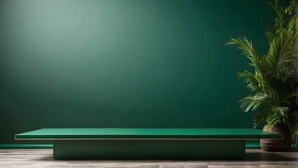 Rectangle Table banner with empty space Without Text, Green luxury background, holiday banner poster background for advertisement ads