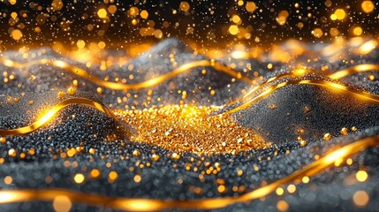 Luxurious Gold and Black Abstract Background  Elegant Design  Shiny Texture  Glittering Pa