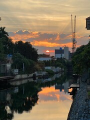 sunset over the river