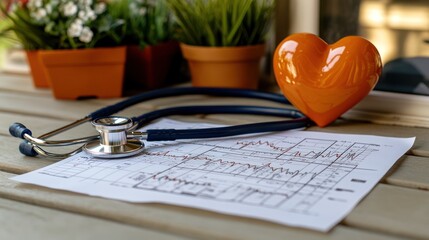 Outdoor medical chart with stethoscope and heart model